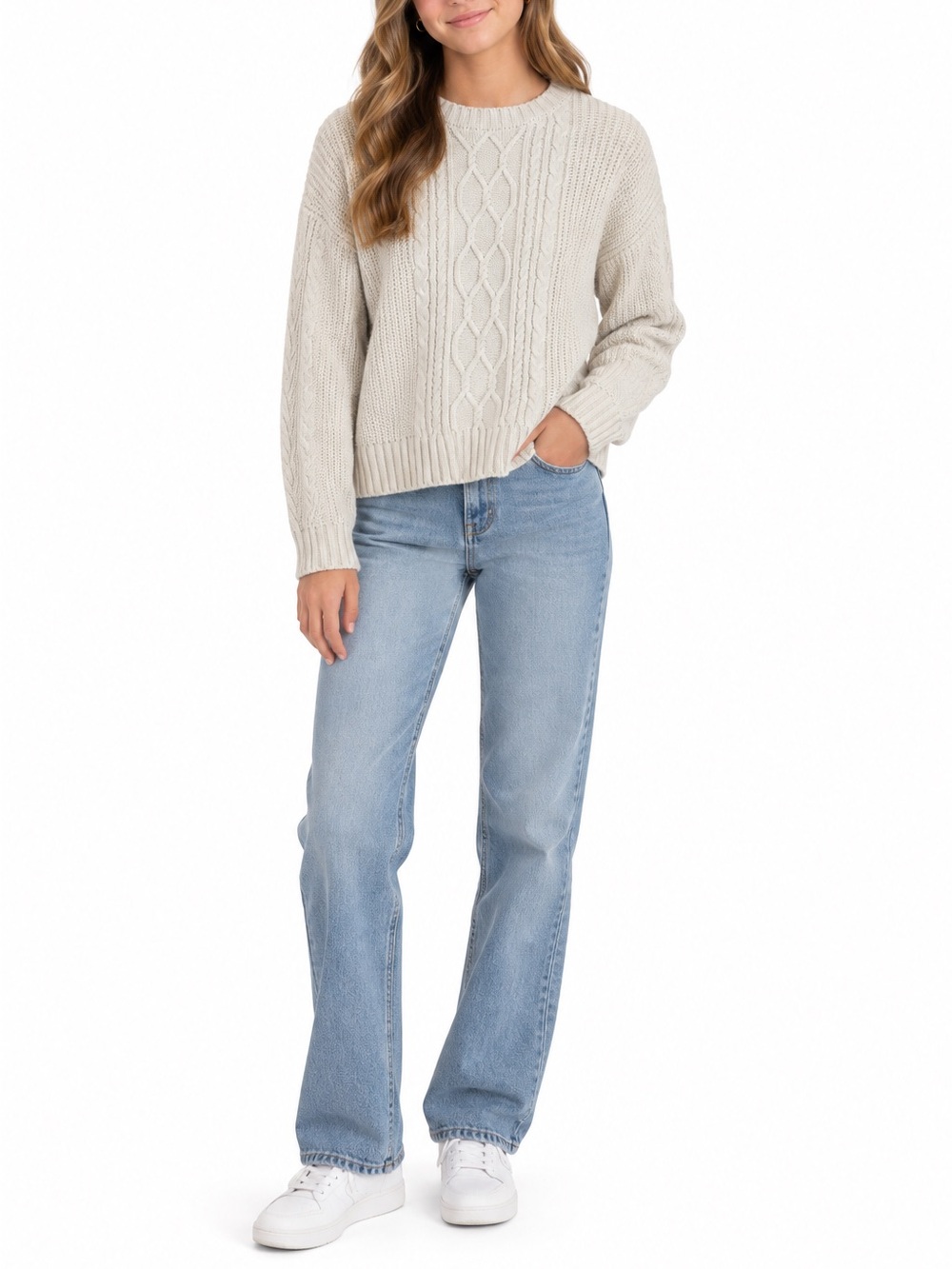 Nordstrom Girls Size Large White Knitted Sweater